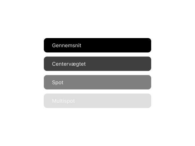 Frames filmfotografi-app, der viser målingsmetode-metadataregistrering til eksponeringsanalyse