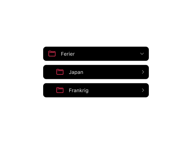 Frames filmfotografi-app, der viser indlejret mappeorganisering til filmrullearkiver