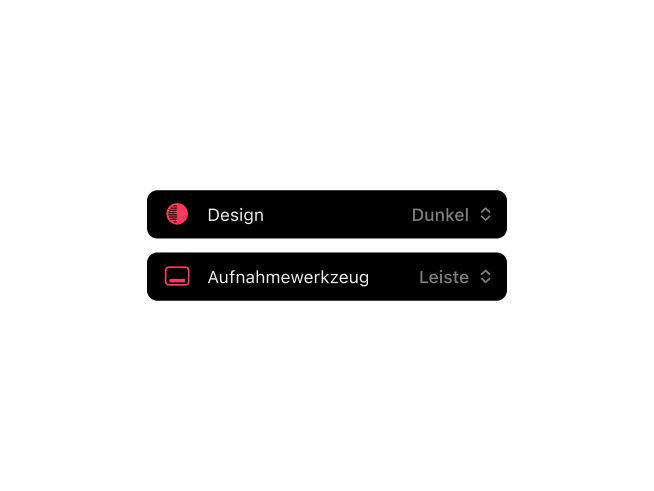 Frames Filmfotografie-App mit zentraler Einstellungsseite für Ausrüstung und App-Einstellungen