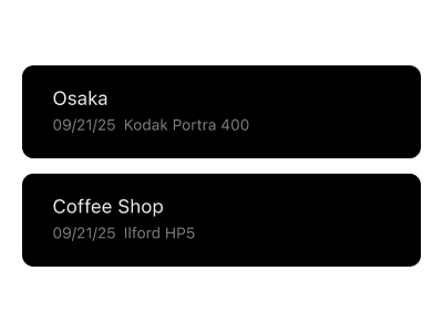 Εφαρμογή φωτογραφίας φιλμ Frames σε macOS που εμφανίζει οργανωμένα φιλμ στην προβολή βιβλιοθήκης κατά την περιήγηση σε φακέλους αναλογικών φωτογραφιών.
