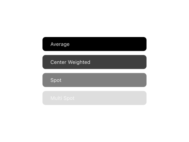 Frames film photography app showing metering mode metadata recording for exposure analysis