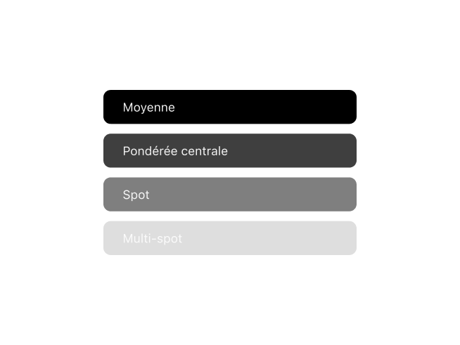 Application Frames montrant enregistrement mode mesure pour analyse exposition