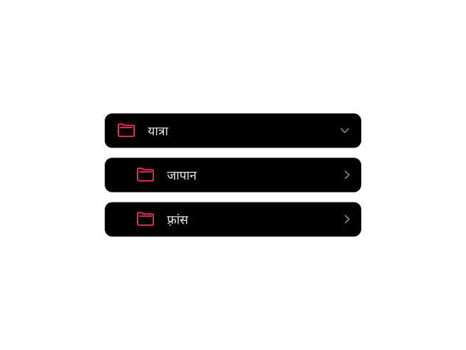 फ़िल्म roll अभिलेखागार के लिए nested फ़ोल्डर संगठन दिखाने वाला Frames फ़िल्म फ़ोटोग्राफ़ी ऐप