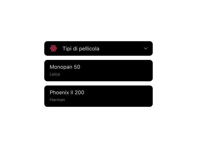 App Frames per fotografia analogica con sequenze apertura personalizzate e libreria pellicole espansa