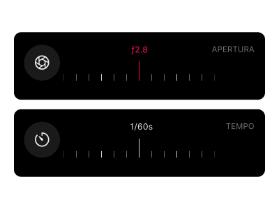 Registratore di scatti della fotocamera analogica con quadrante del tempo di esposizione e selettore di apertura per registrare rapidamente le impostazioni di esposizione durante la fotografia analogica.