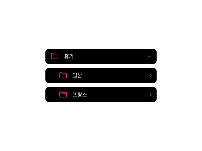 필름 롤 아카이브를 위한 중첩 폴더 구성을 보여주는 Frames 필름 사진 앱