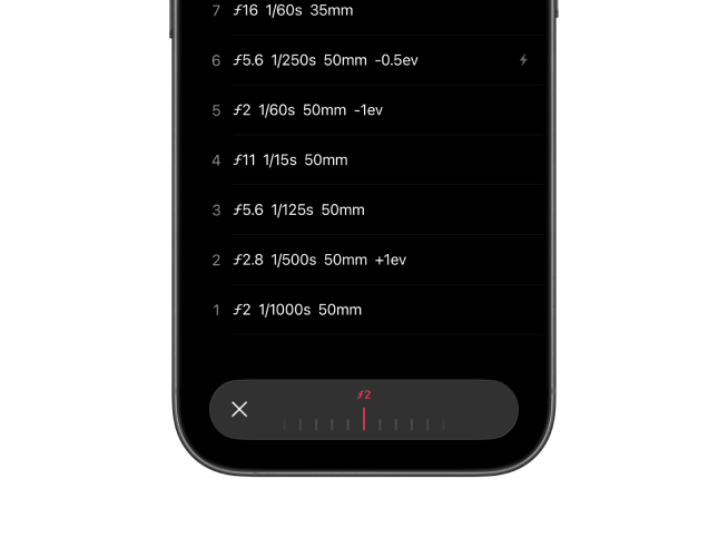 Frames film photography app with redesigned recorder toolbar showing all controls visible