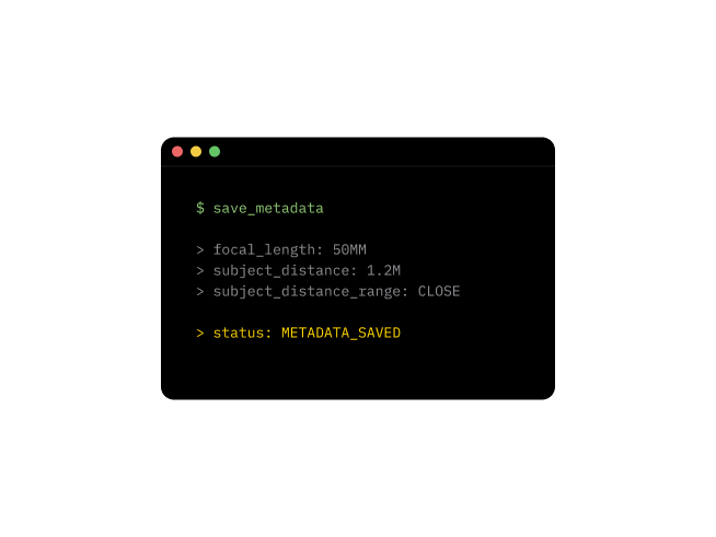 Frames macOS app showing focus distance in the sidebar