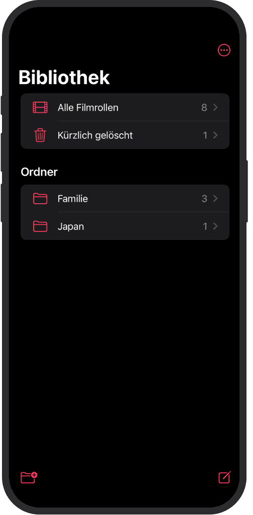iOS-App zeigt Filme in Ordnern, sortiert nach Name und Datum