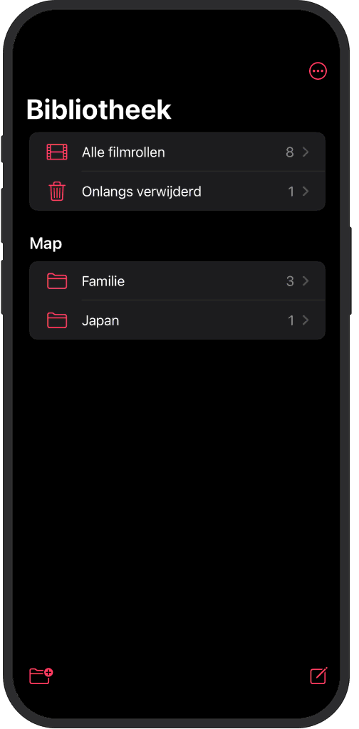 iOS-app toont georganiseerde films in mappen, gesorteerd op naam en datum